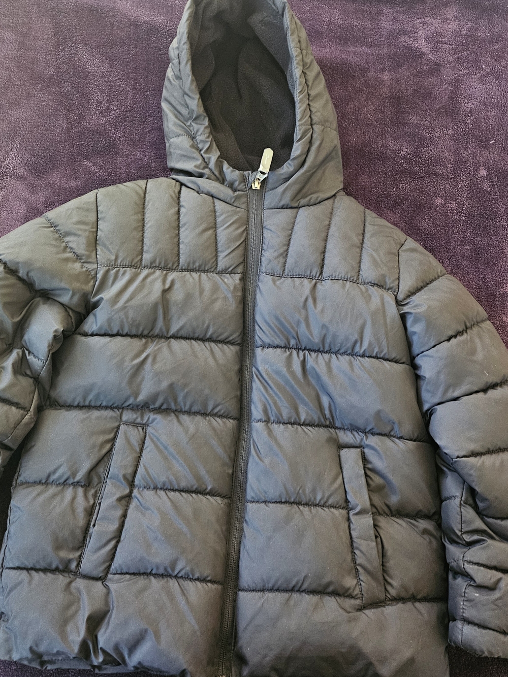 Black Quilted Hooded Puffer Jacket